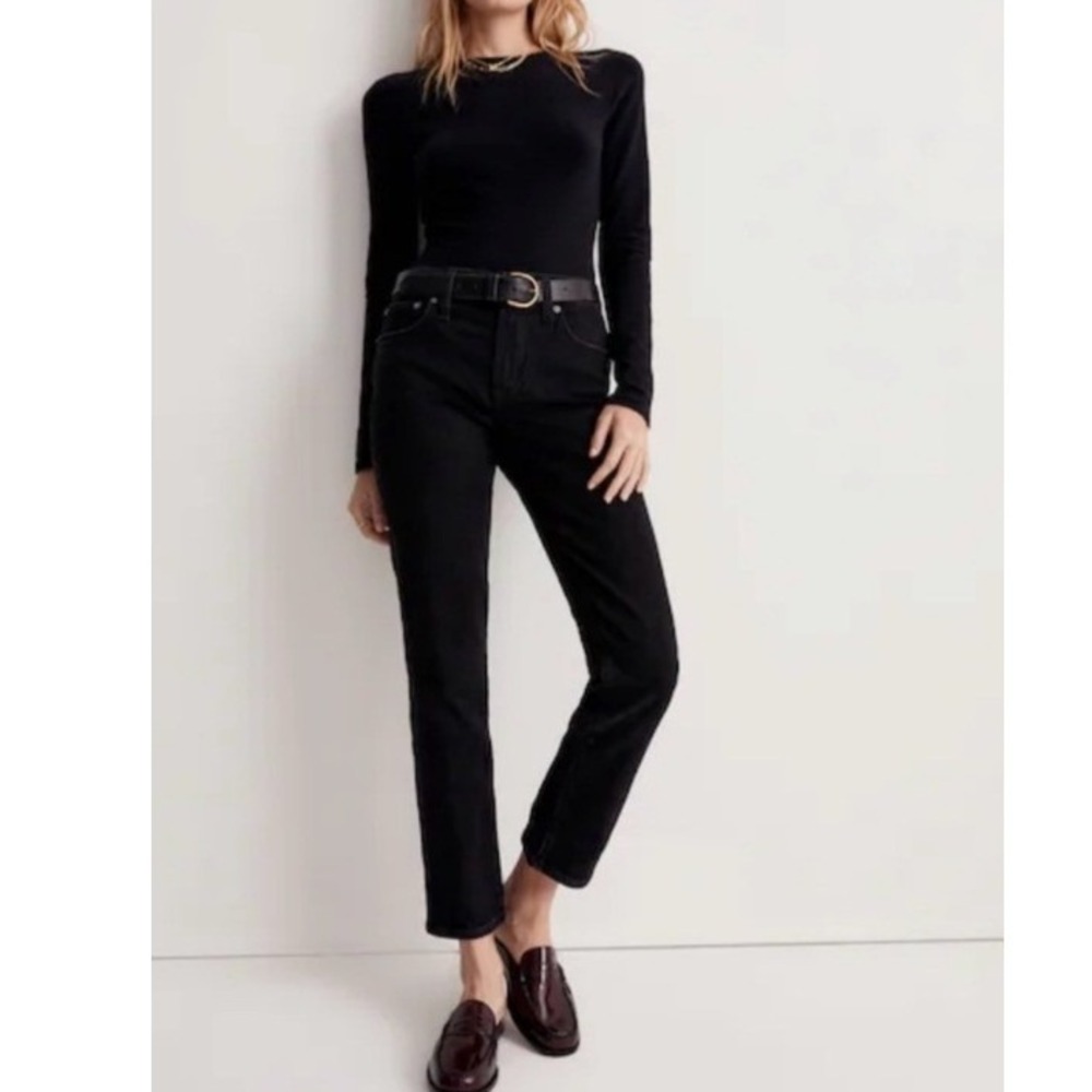 Madewell Mid-Rise Perfect Vintage Jeans Women 32 Black Clean Wash Chic Denim NWT